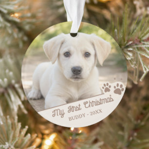 Mein erstes Weihnachts-Hund-Foto Haustiername & Ja Ornament