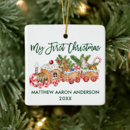Mein erstes Weihnachts-Lebkuchen-Train Baby Green Keramikornament