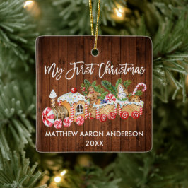 Mein erstes Weihnachts-Lebkuchen-Train Candy Baby Keramikornament