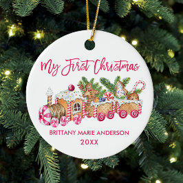 Mein erstes Weihnachts-Pink-Lebkuchen-Train Baby Keramik Ornament