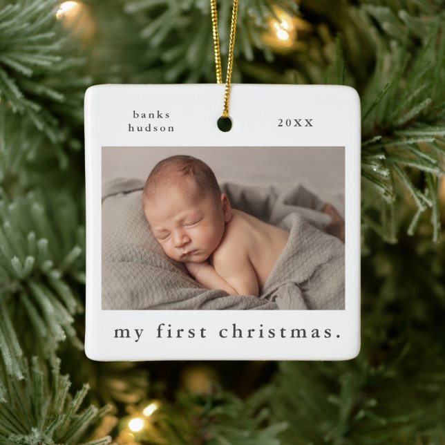 Mein erstes Weihnachts-Simple Baby-Foto Keramikornament (Baum)