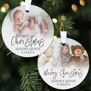 Mein erstes Weihnachts-Skript neues Baby-Foto Ornament