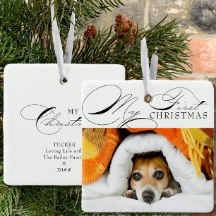 Mein erstes Weihnachts-Tierfoto Elegante Kalligraf Keramikornament