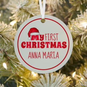 Mein erstes Weihnachts-Weihnachtsmann-Foto Persona Ornament Aus Metall