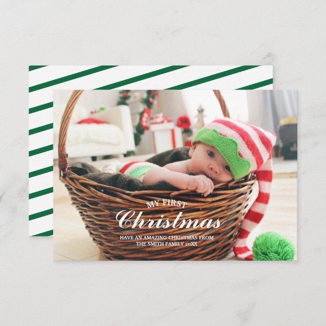 Mein erstes Weihnachtsbaby 1 Holidays Fotokarte Einladung (Vorne/Hinten)