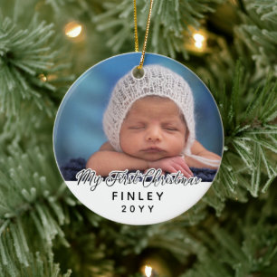 Mein erstes Weihnachtsbaby-Foto doppelseitig Keramik Ornament