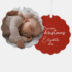 Mein erstes Weihnachtsbaby-Foto Elegantes Skript Ornament Karte