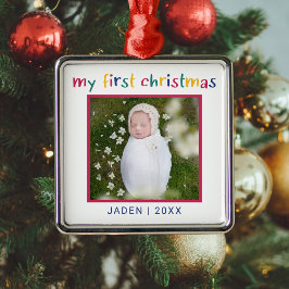Mein erstes Weihnachtsbaby-Foto farbenfroh Niedlic Ornament Aus Metall