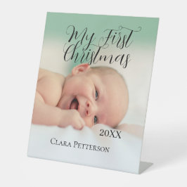 Mein erstes Weihnachtsbaby-Foto gibt das Jahr mode Sockelschild