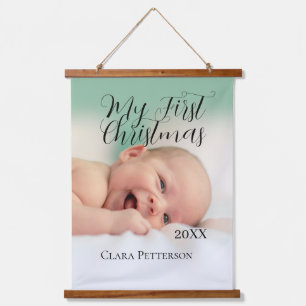 Mein erstes Weihnachtsbaby-Foto gibt das Jahr mode Wandteppich Mit Holzrahmen
