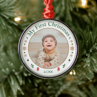 Mein erstes Weihnachtsbaby-Foto-Ornament Ornament Aus Metall