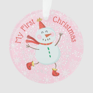 Mein erstes Weihnachtsbaby Foto Snowman Snowflakes Ornament