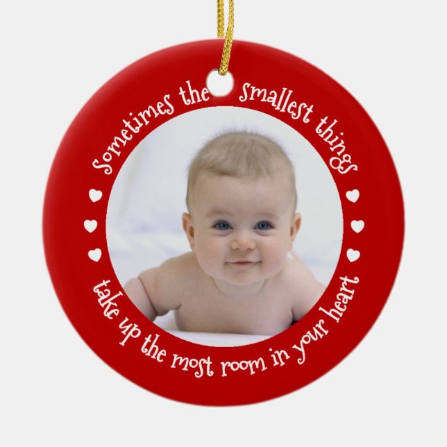 Mein erstes Weihnachtsbaby füge ein Foto Holiday R Keramik Ornament (Vorne)