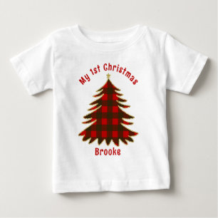 Mein erstes Weihnachtsbaby Name Rote Palme Weihnac Baby T-shirt
