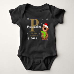 Mein erstes Weihnachtsbär Weihnachtsbaum Monogram Baby Strampler