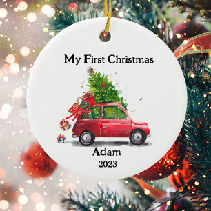 Mein erstes Weihnachtserinnerungsstück Retro-Auto Keramik Ornament
