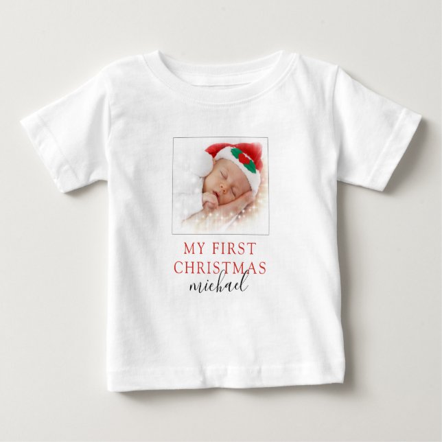Mein erstes Weihnachtsfest-Foto Baby T-shirt (Vorderseite)