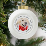 Mein erstes Weihnachtsfest für immer Zuhause Moder Keramik Kugel-Ornament<br><div class="desc">Dieses einfache und klassische Design besteht aus Serifentypografie und fügt ein benutzerdefiniertes Foto hinzu. "Mein erstes Weihnachten in meiner ewig währenden Zuhause" umkreist das benutzerdefinierte Foto.</div>