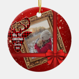 Mein erstes Weihnachtsfest mit Gold Frame Red Boss Keramik Ornament