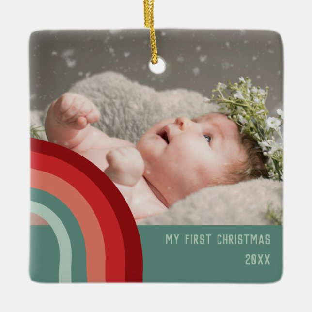 Mein erstes Weihnachtsgeschäft Retro Keramikornament (Vorderseite)