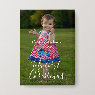 mein erstes Weihnachtsjungmädchen Foto Name Jahr s Button
