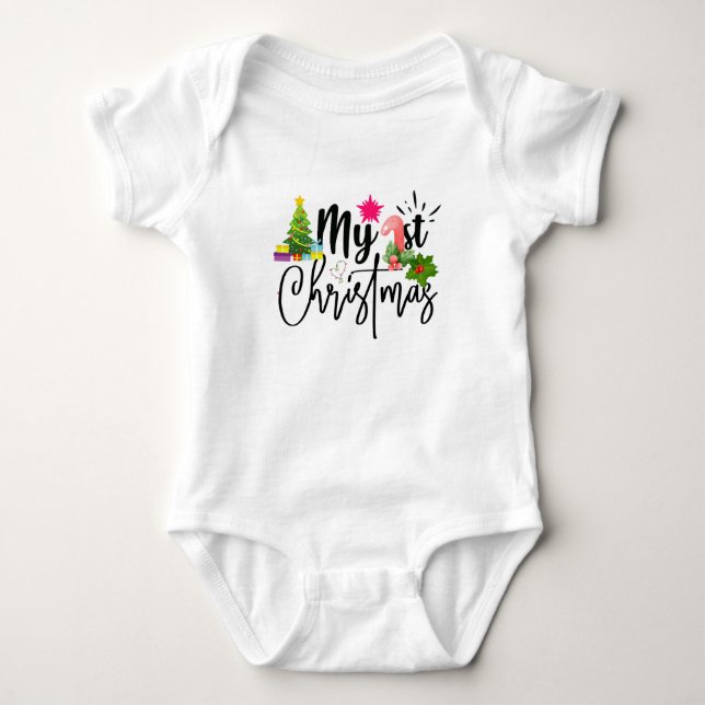 mein erstes Weihnachtskinderoutfit Baby Strampler (Vorderseite)