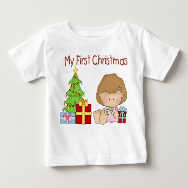 Mein erstes Weihnachtsmädchen Säugling Long Sleeve Baby T-shirt (Vorderseite)