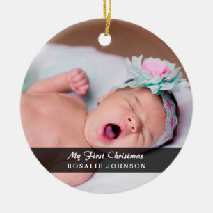 Mein erstes Weihnachtsneugeborenes Baby-Foto Keramik Ornament