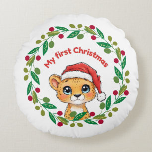 Mein erstes Weihnachtsschmuck Rundes Kissen