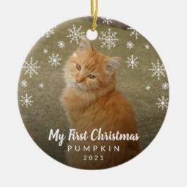 Mein erstes Weihnachtsschneeflocken Cat Foto Keramik Ornament