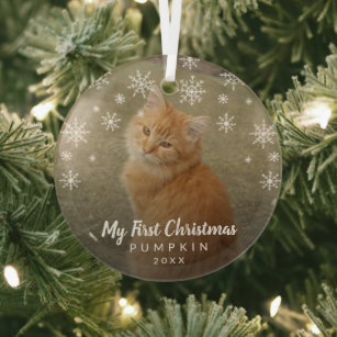 Mein erstes Weihnachtsschneeflocken Cat Foto Ornament Aus Glas