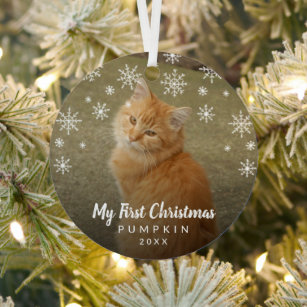 Mein erstes Weihnachtsschneeflocken Cat Foto Ornament Aus Metall