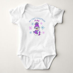 Mein erstes Weihnachtsschneemann Snowflakes Baby T Strampler