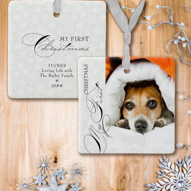 Mein erstes Weihnachtsskript Vertikales Foto Snowf Keramikornament (Von Creator hochgeladen)