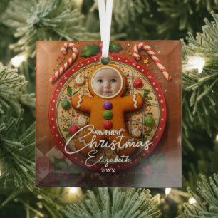 Mein erstes Weihnachtsvergnügen Süßes Lebkuchen-Fo Ornament Aus Glas