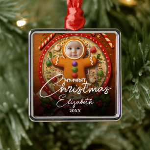 Mein erstes Weihnachtsvergnügen Süßes Lebkuchen-Fo Ornament Aus Metall