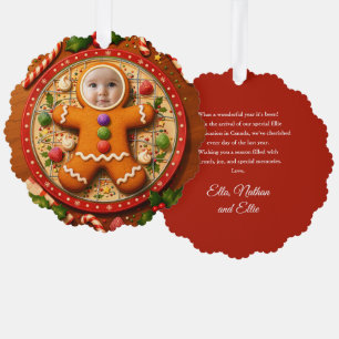 Mein erstes Weihnachtsvergnügen Süßes Lebkuchen-Fo Ornament Karte