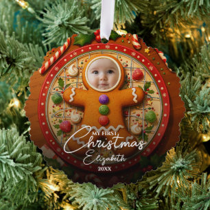 Mein erstes Weihnachtsvergnügen Süßes Lebkuchen-Fo Ornament Karte