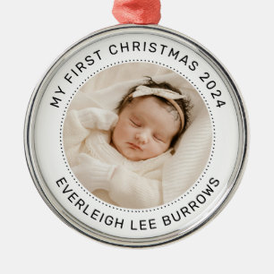 Mein erstes White Personalisiert Baby Foto zu Weih Ornament Aus Metall