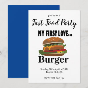 Mein First Love Burger Fast Food Party Einladung