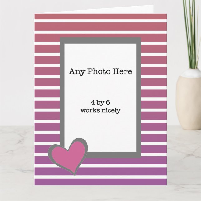 Mein Foto und ein rosa Herz auf den Valentinen Karte (Vorderseite)