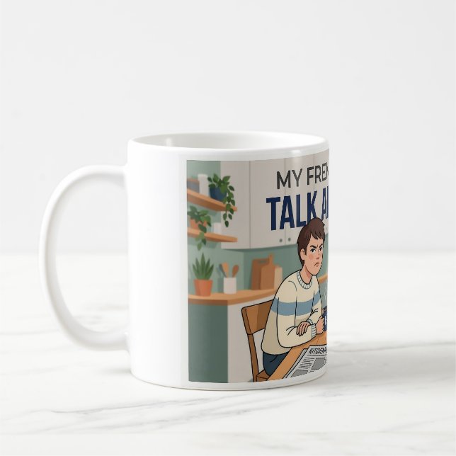 Mein Frenchie und ich sprechen über dich Lustiges  Kaffeetasse (Links)