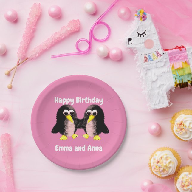 Mein Freund der Pinguin, Personalisiert für Twins  Pappteller (Party)