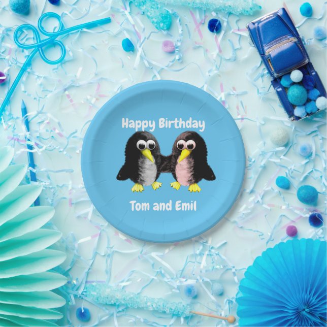 Mein Freund der Pinguin, Personalisiert für Twins  Pappteller (Party)
