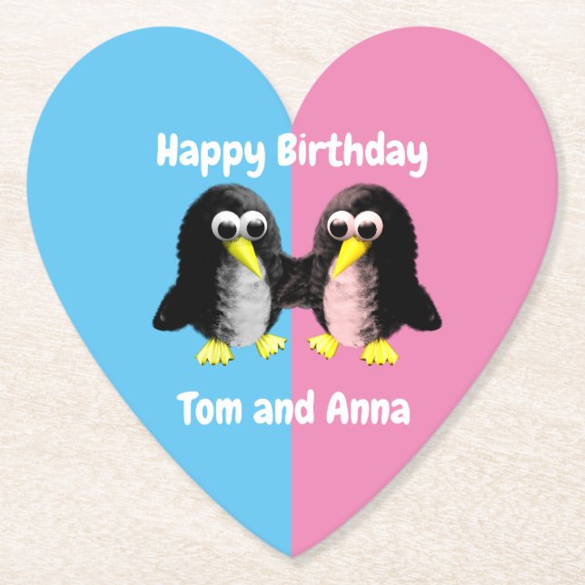 Mein Freund der Pinguin, Personalisiert für Twins Untersetzer (Vorderseite)