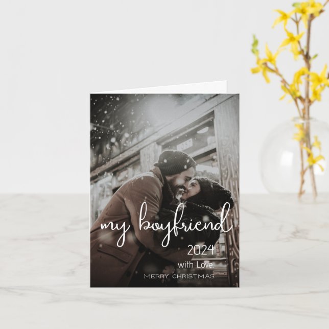 Mein Freund froh Weihnachten wünscht sich ein Foto Karte (Gelbe Blume)