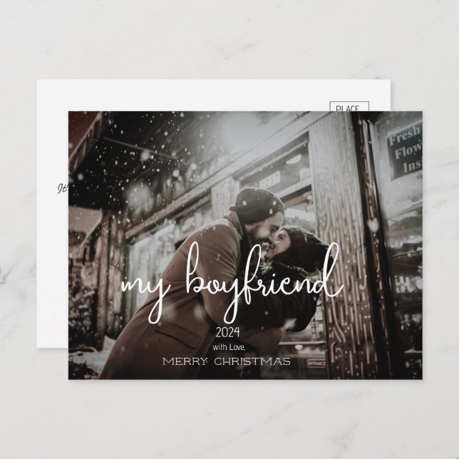 Mein Freund frohe Weihnachtsfeiertage wünscht Foto Postkarte (Vorne/Hinten)