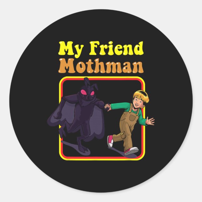 Mein Freund Mothman Fun Retro Cryptid Kreaturen Mo Runder Aufkleber (Vorderseite)