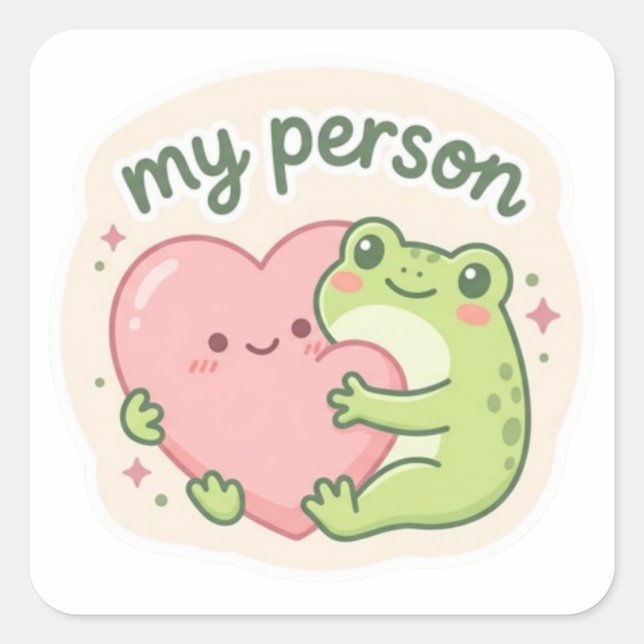 Mein Frosch-Personen-Aufkleber Süßer Frosch umarmt Quadratischer Aufkleber (Vorderseite)