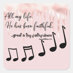 Mein ganzes Leben lang war er treu mit Bibelversen Quadratischer Aufkleber